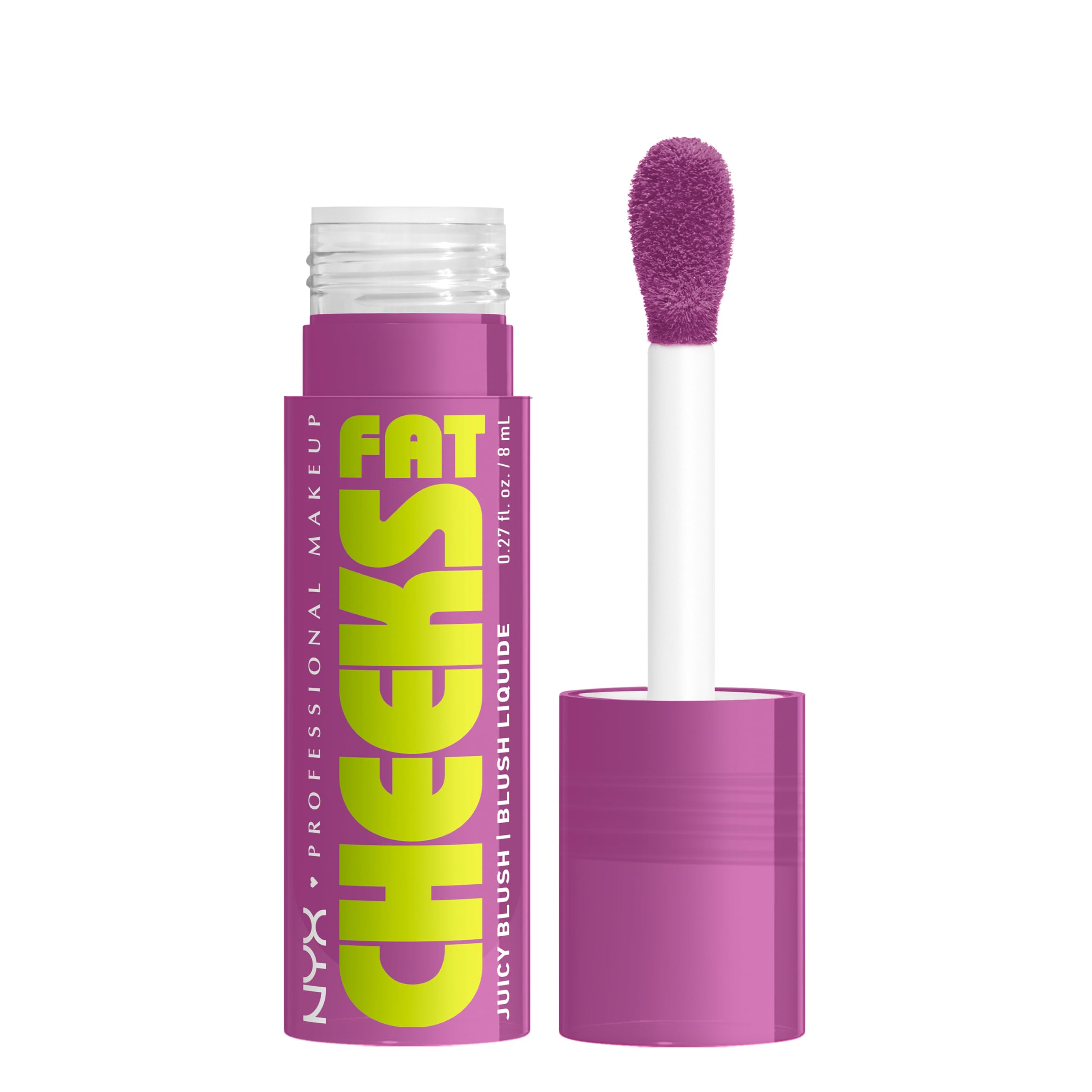 NYX Fat Cheeks front packaging showing Blueberry Burst shade and compact design benefit