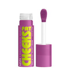 NYX Fat Cheeks front packaging showing Blueberry Burst shade and compact design benefit