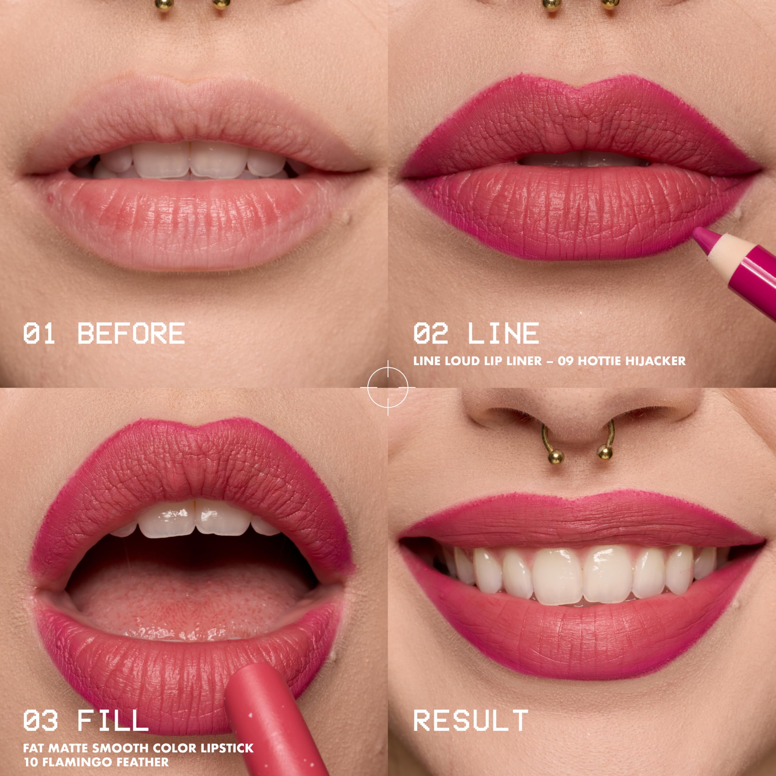 NYX PROFESSIONAL MAKEUP paired with lip liner showing precision and longer wear benefit