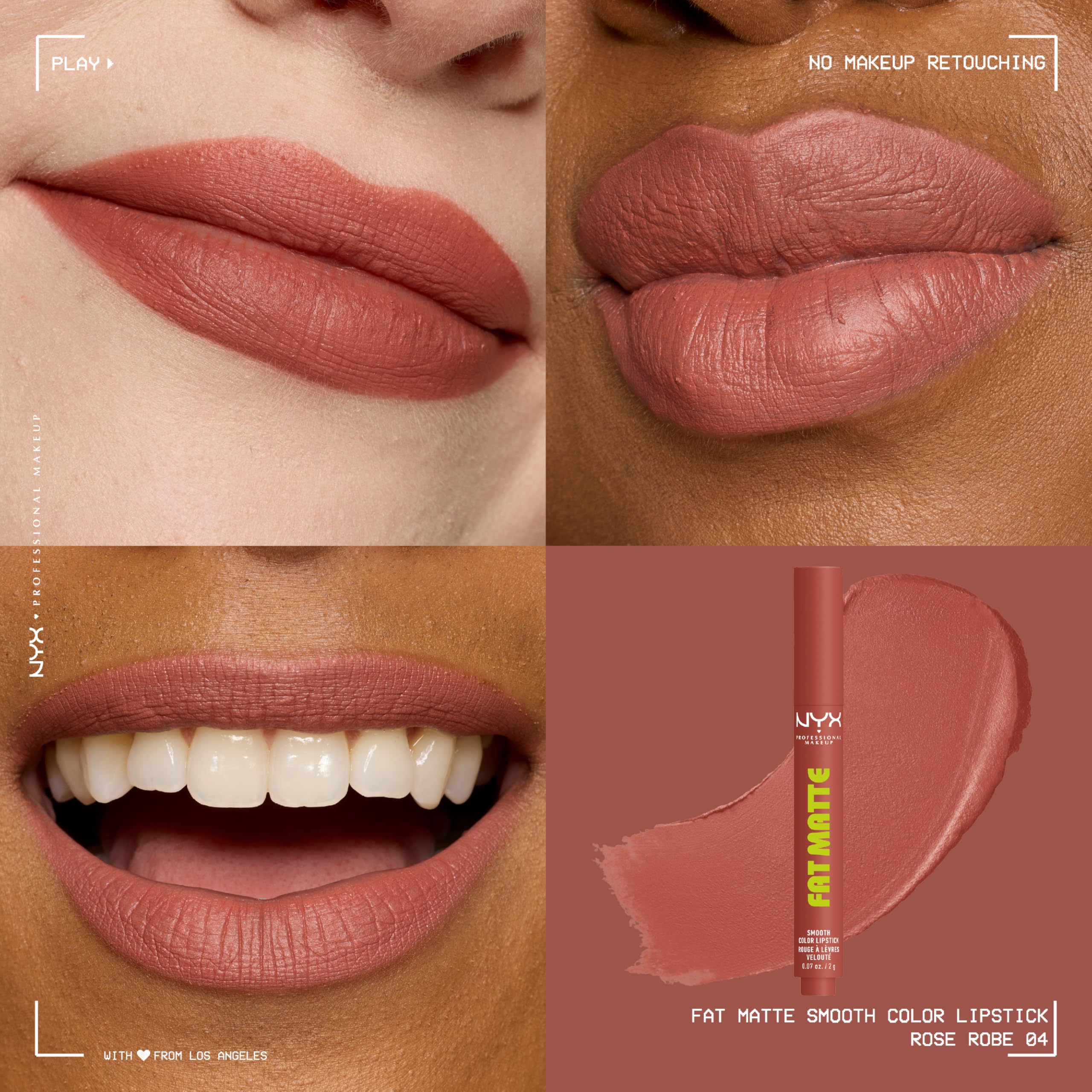 NYX PROFESSIONAL MAKEUP lip close-up in Rose Robe showing seamless matte finish benefit