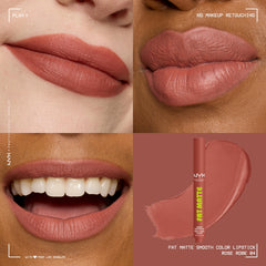 NYX PROFESSIONAL MAKEUP lip close-up in Rose Robe showing seamless matte finish benefit