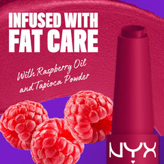 NYX PROFESSIONAL MAKEUP swatch on arm showing true magenta payoff and blendability