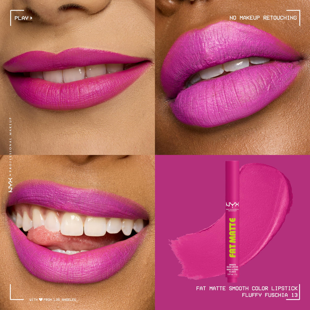 NYX PROFESSIONAL MAKEUP Fluffy Fuchsia swatch on skin demonstrating true pigment payoff