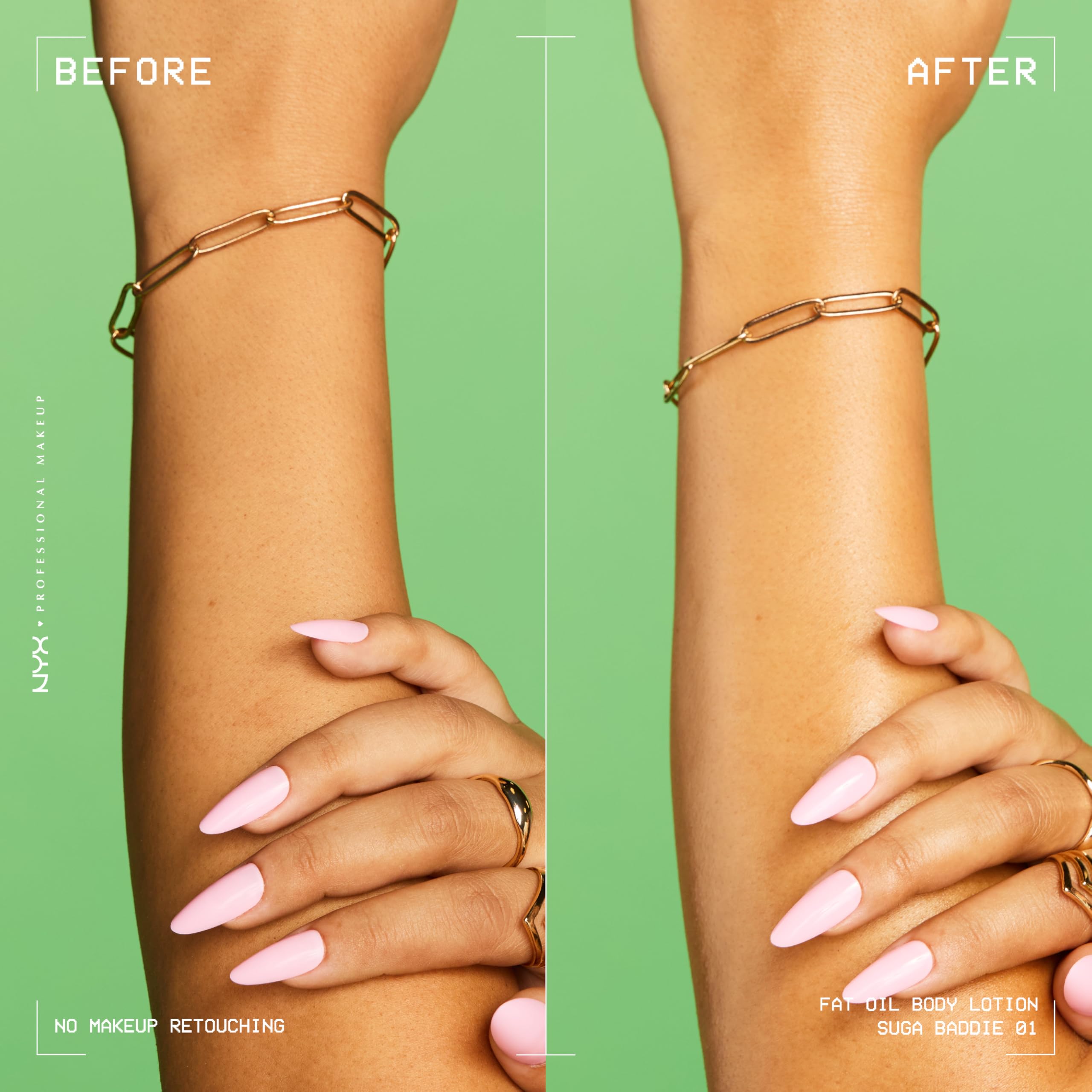 NYX PROFESSIONAL MAKEUP applying lotion to leg to demonstrate full-body hydration and glow