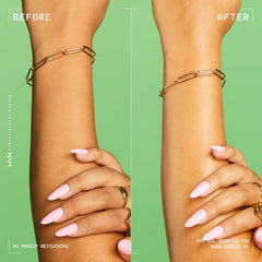 NYX PROFESSIONAL MAKEUP applying lotion to leg to demonstrate full-body hydration and glow