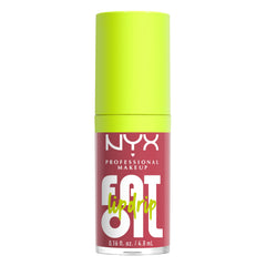 NYX PROFESSIONAL MAKEUP Fat Oil Lip Drip tucked in a makeup bag flatlay conveying everyday convenience and quick touch-up benefit