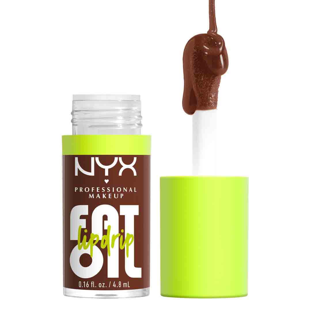 NYX Fat Oil Lip Drip front packaging showing Livin the Cream glossy finish benefit
