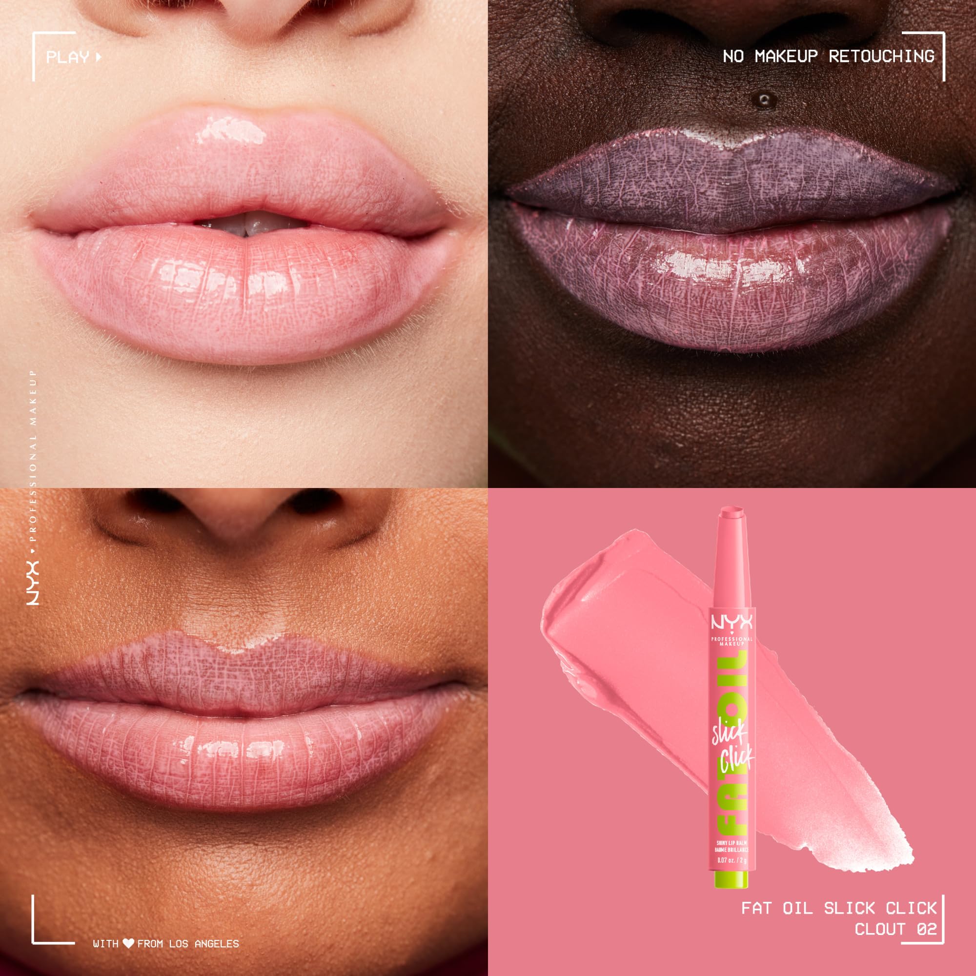 NYX PROFESSIONAL MAKEUP click mechanism close-up demonstrating precise, mess-free balm dispensing