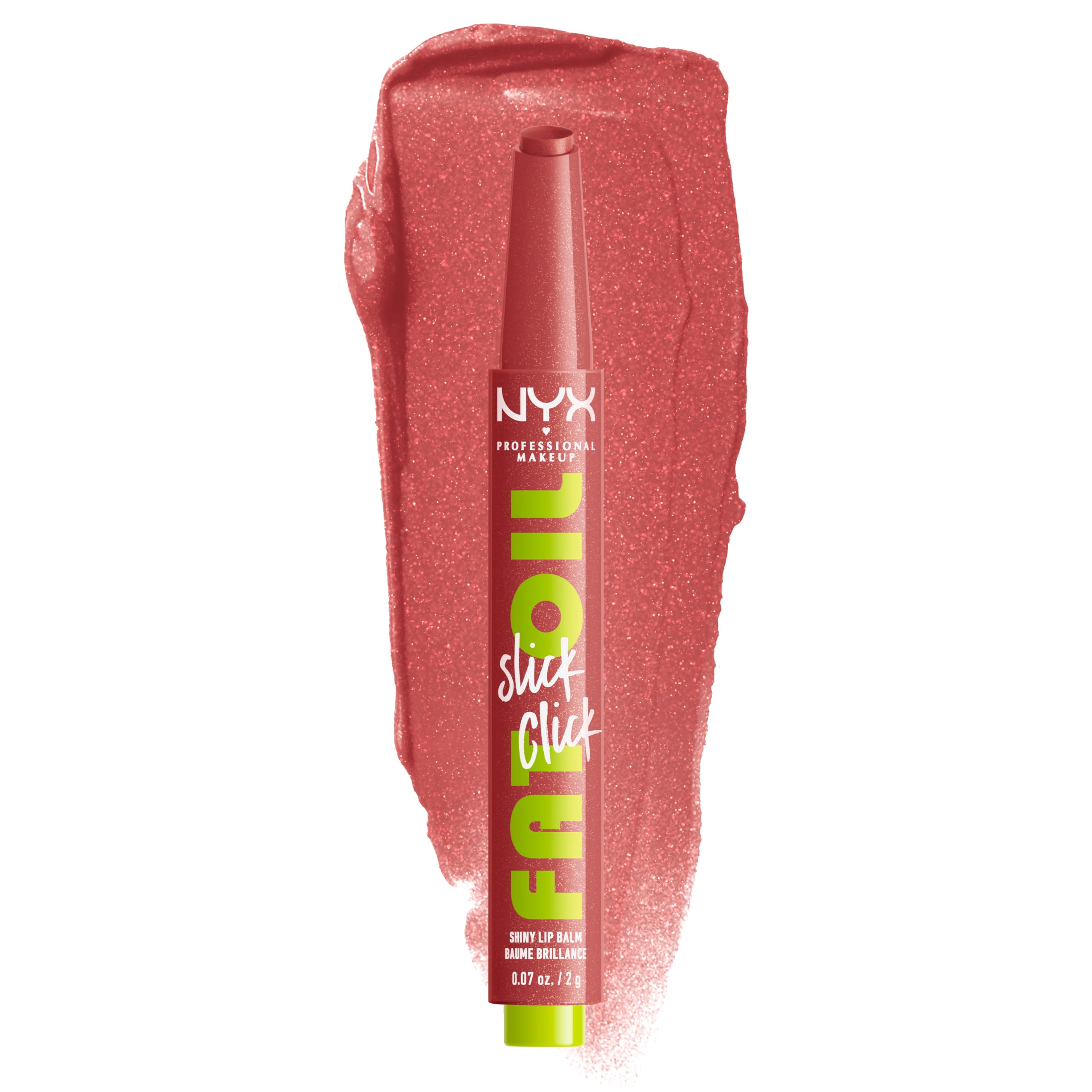 NYX PROFESSIONAL MAKEUP front packaging showing click-up balm and shade name for easy selection
