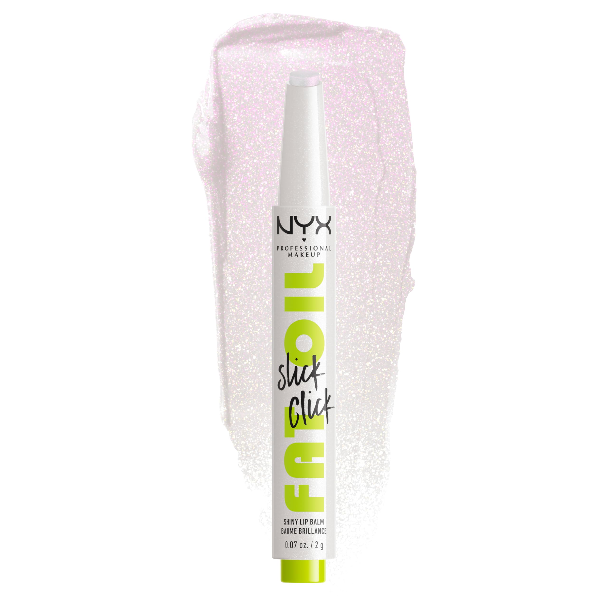 NYX PROFESSIONAL MAKEUP Fat Oil Slick Click front packaging showing shade and click tube, easy use