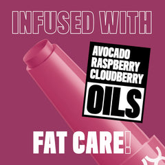 NYX PROFESSIONAL MAKEUP display of avocado, cloudberry and raspberry oils near the product highlighting nourishing, fruit-derived care