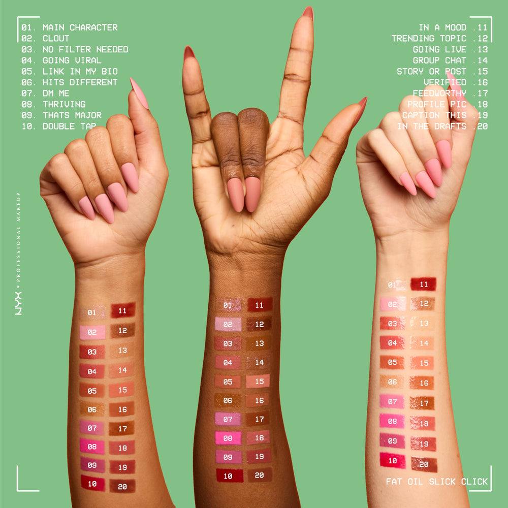 NYX PROFESSIONAL MAKEUP oils and droplets illustration showing avocado cloudberry raspberry nourishment benefit