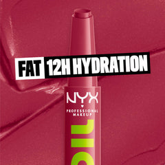 NYX PROFESSIONAL MAKEUP lip swatch In The Drafts brown showing wearable glossy tint