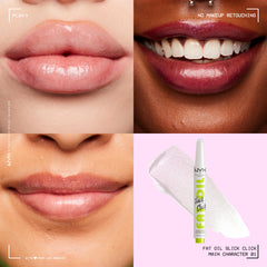 NYX PROFESSIONAL MAKEUP Fat Oil Slick Click mechanism close-up highlighting click dispenser benefit