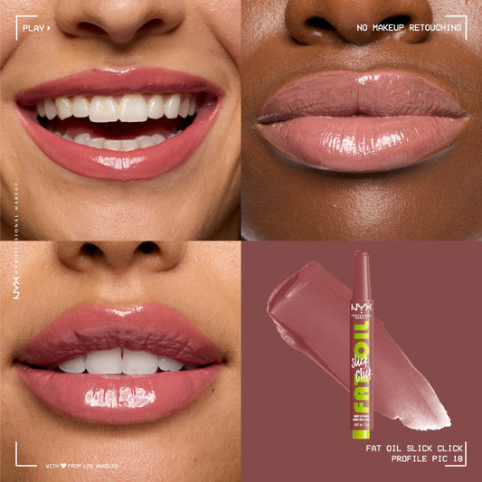 NYX PROFESSIONAL MAKEUP close-up of open click-up bullet showing product tip for precise application