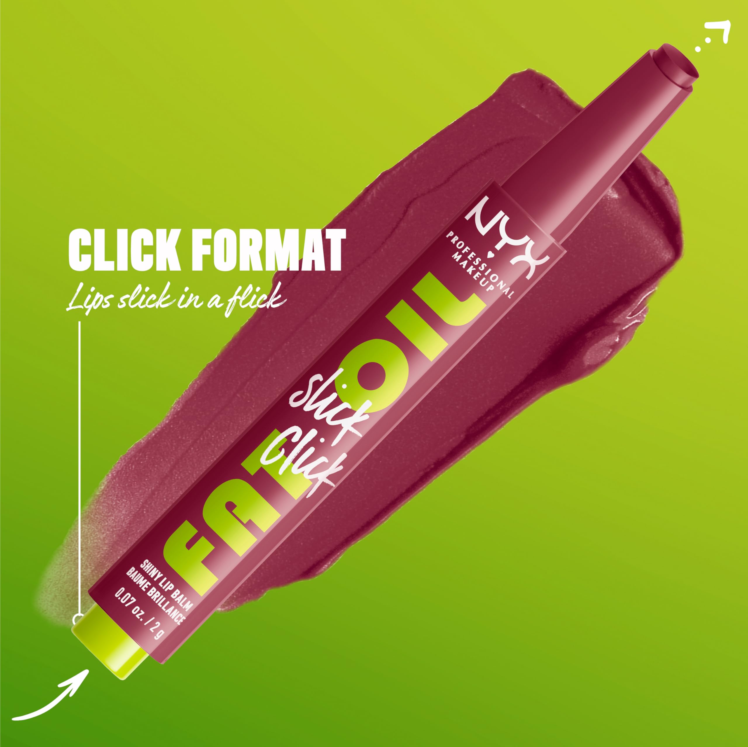 NYX PROFESSIONAL MAKEUP open click stick mid-dispense demonstrating easy one-handed application