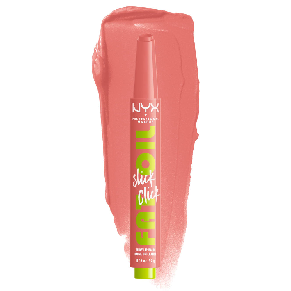 NYX PROFESSIONAL MAKEUP front packaging showing peach click stick and brand name benefits