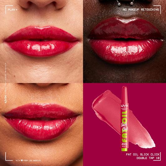 NYX PROFESSIONAL MAKEUP close-up of glossy texture, shows smooth non-sticky finish