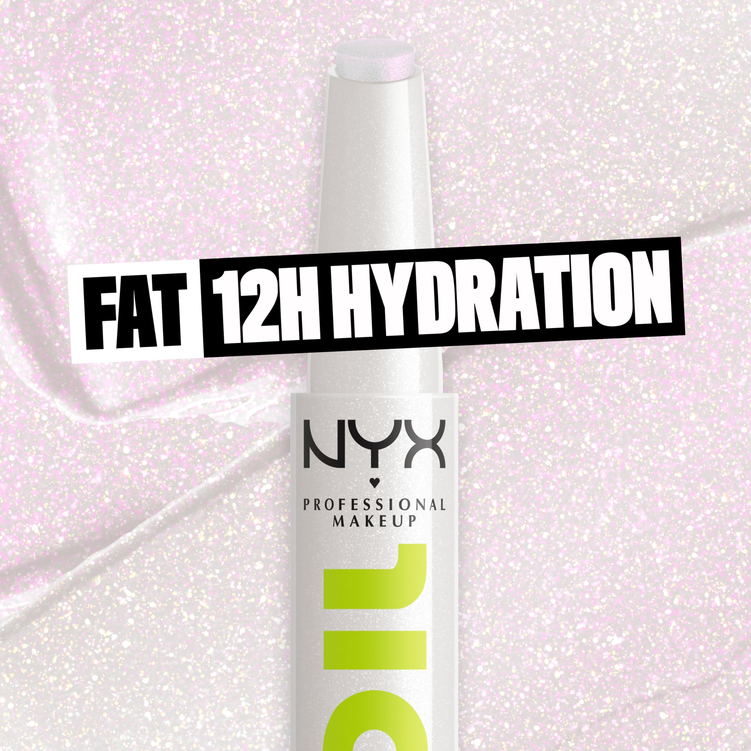 NYX PROFESSIONAL MAKEUP Fat Oil Slick Click texture swipe showing glossy finish and smooth coverage