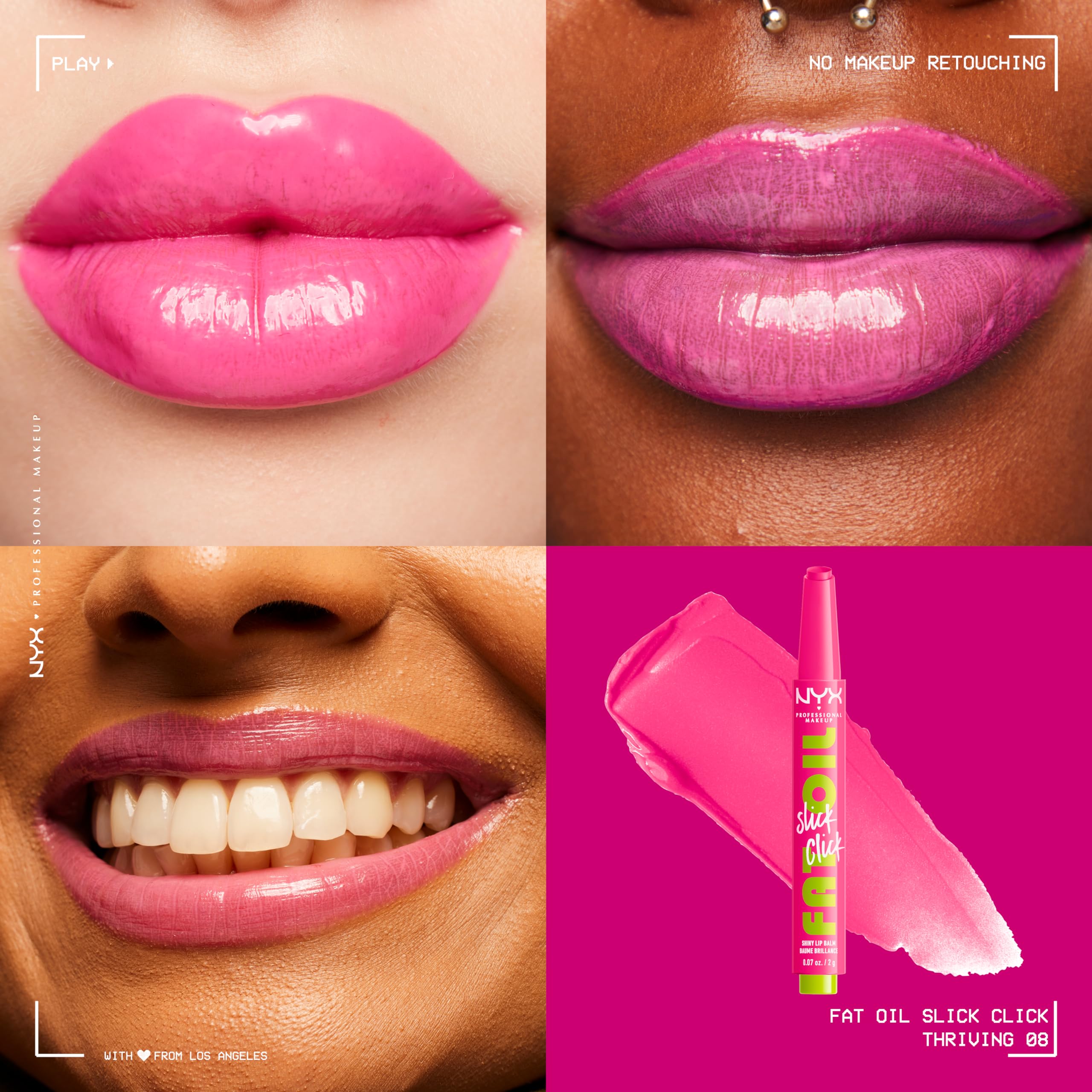 NYX PROFESSIONAL MAKEUP close-up of glossy texture showing smooth sheen and moisturizing finish