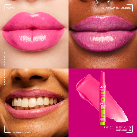 NYX PROFESSIONAL MAKEUP close-up of glossy texture showing smooth sheen and moisturizing finish