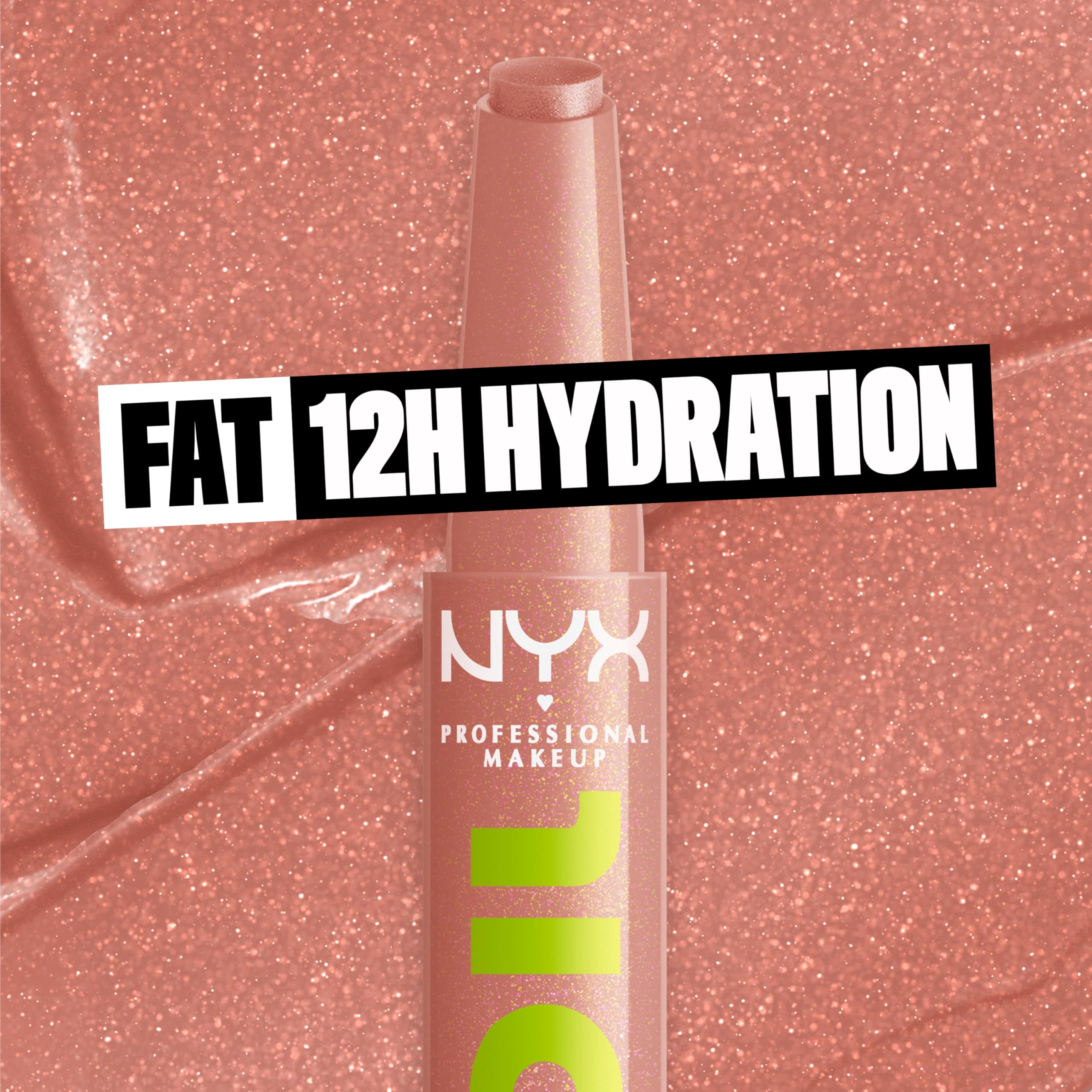 NYX PROFESSIONAL MAKEUP close lip swatch showing buildable nude shine and comfortable wear