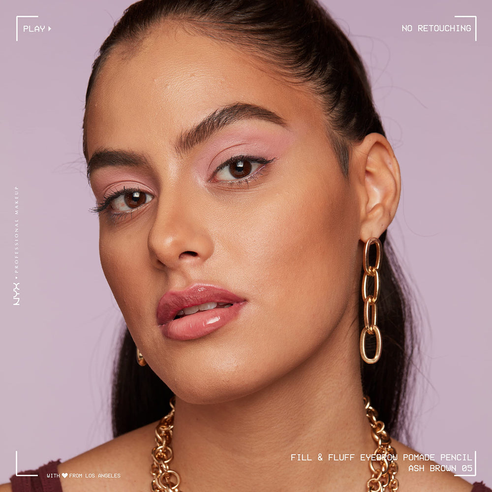 NYX PROFESSIONAL MAKEUP applying pencil to eyebrow demonstrating quick styling benefit