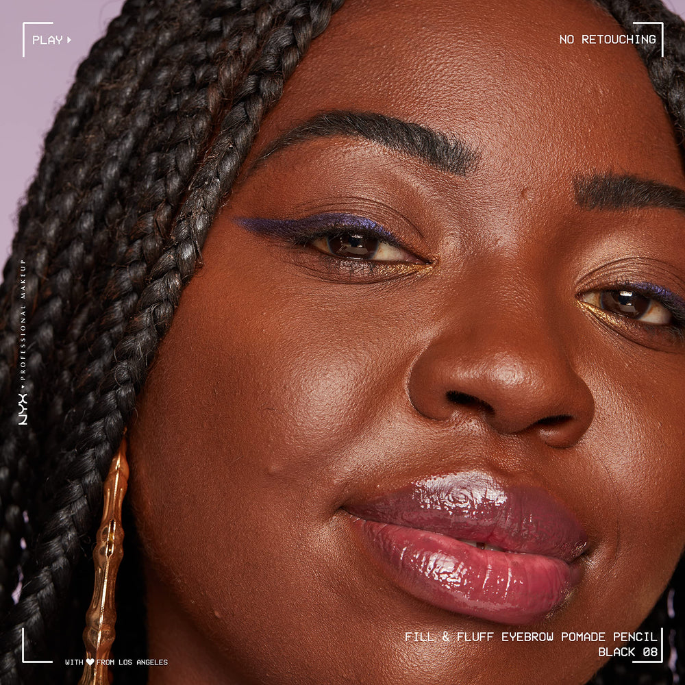 NYX PROFESSIONAL MAKEUP swatches of black pomade on arm showing matte pigment and blendable texture