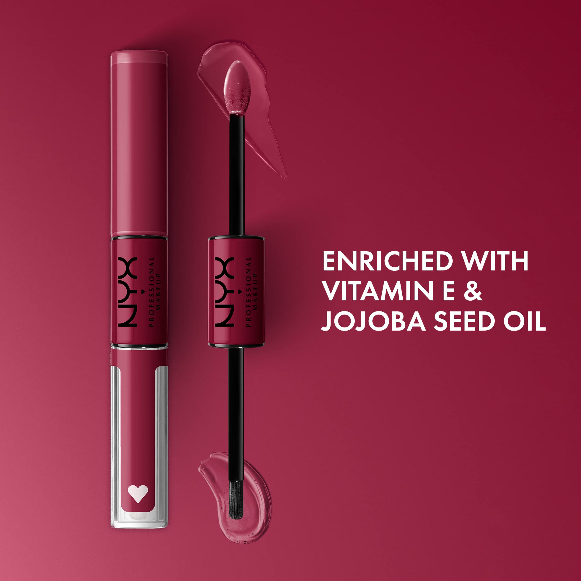 NYX PROFESSIONAL MAKEUP applicator wand and gloss top coat demonstrating precise application