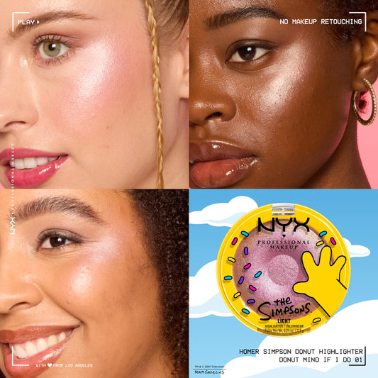 NYX PROFESSIONAL MAKEUP compact open with donut-inspired pan showing playful packaging and easy use