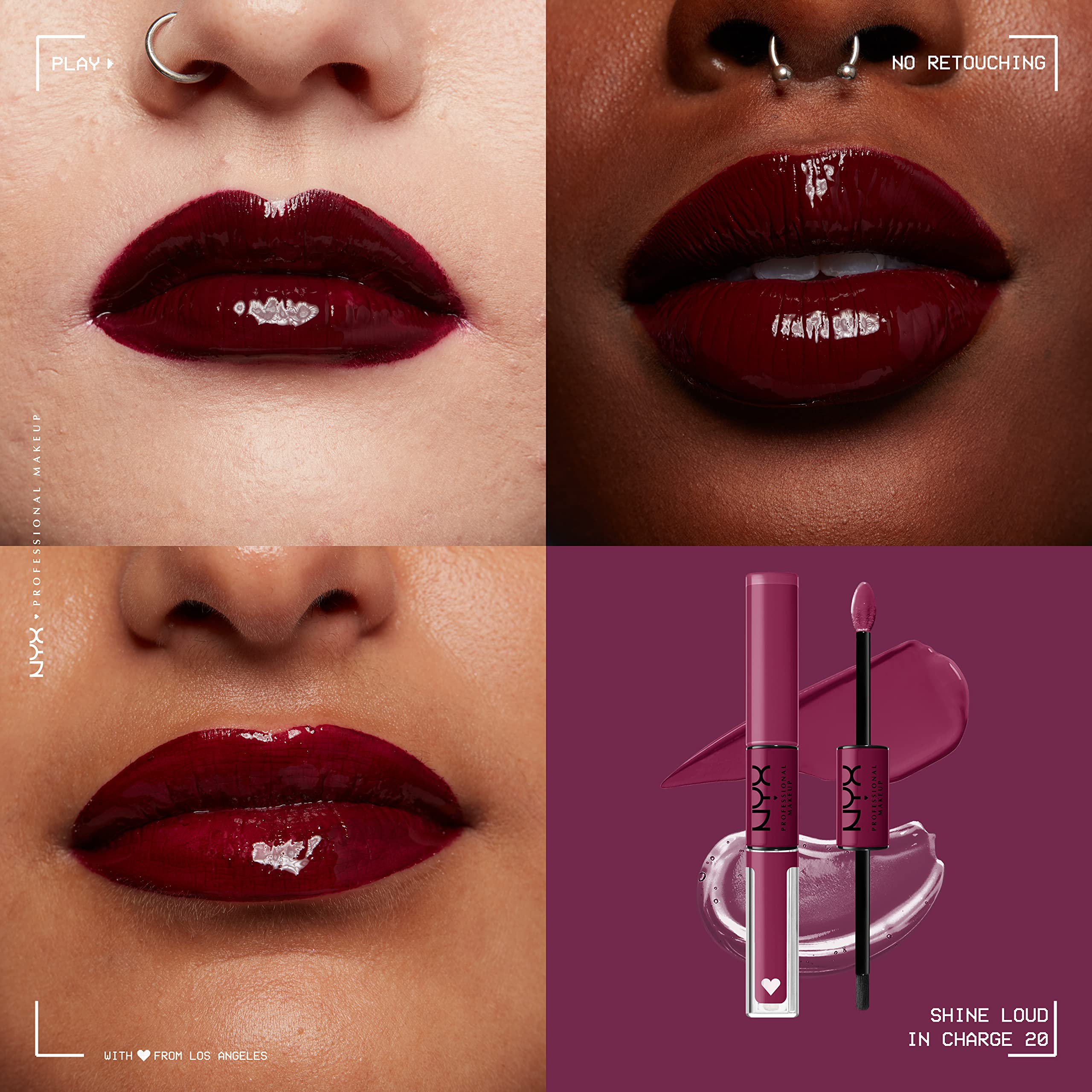 NYX PROFESSIONAL MAKEUP lip swatch texture revealing rich pigmented berry payoff