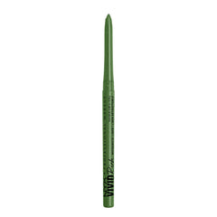 NYX PROFESSIONAL MAKEUP front view showing sleek olive-green mechanical pencil, easy application