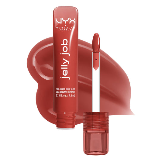 NYX PROFESSIONAL MAKEUP front packaging showing Spice Brown gloss benefit of high shine