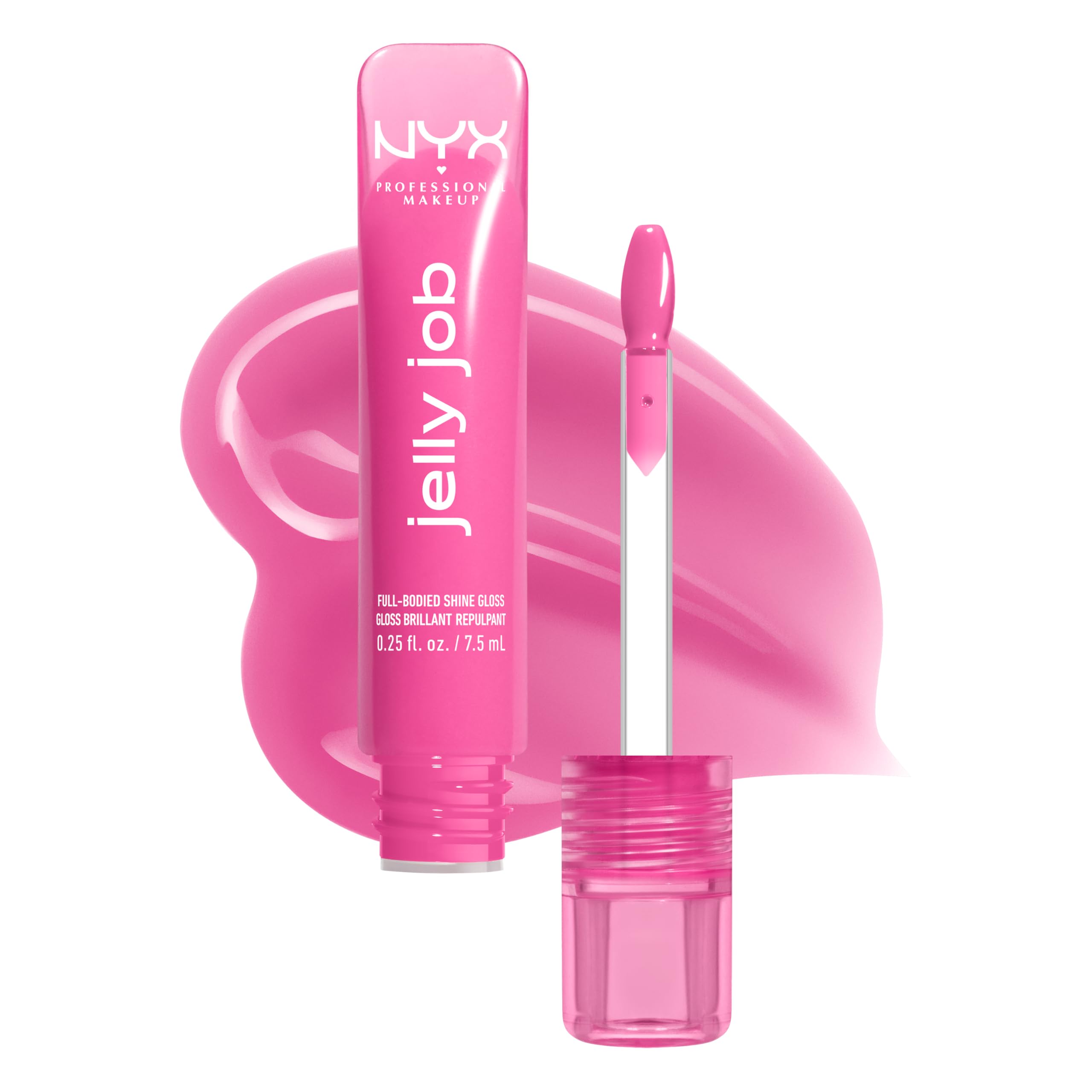 NYX PROFESSIONAL MAKEUP front packaging showing glossy jelly finish benefit
