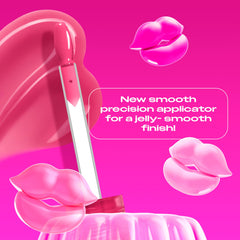 NYX Professional Makeup gloss worn on lips demonstrating sheer cool-pink tint and shine