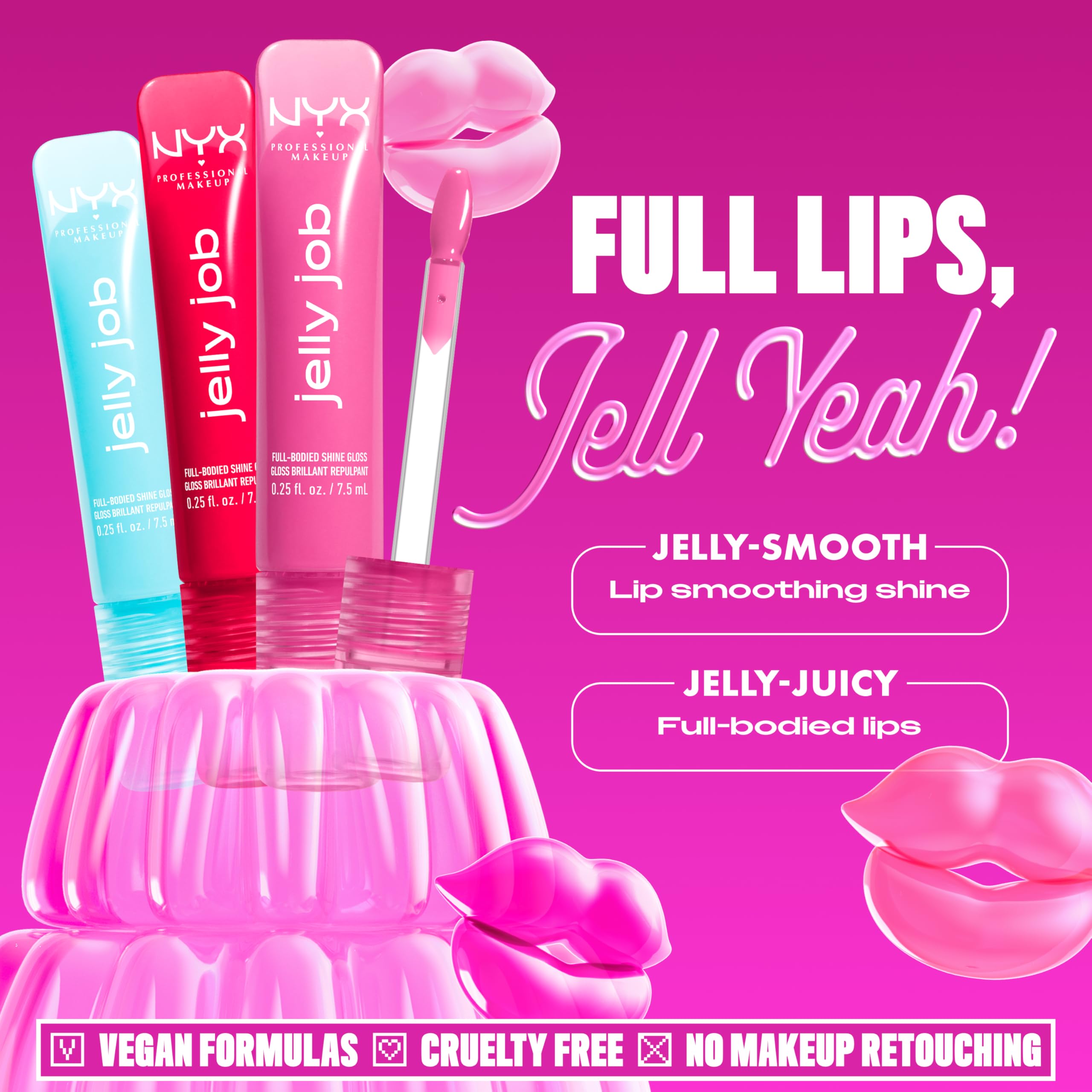 NYX PROFESSIONAL MAKEUP jelly gloss texture close-up highlighting glassy shine