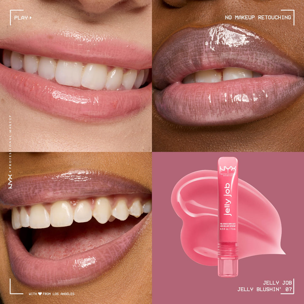 NYX Jelly Job applicator closeup with spatula delivering precise, even gloss application benefit