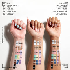 NYX PROFESSIONAL MAKEUP two pencils side-by-side showing color contrast for creative looks