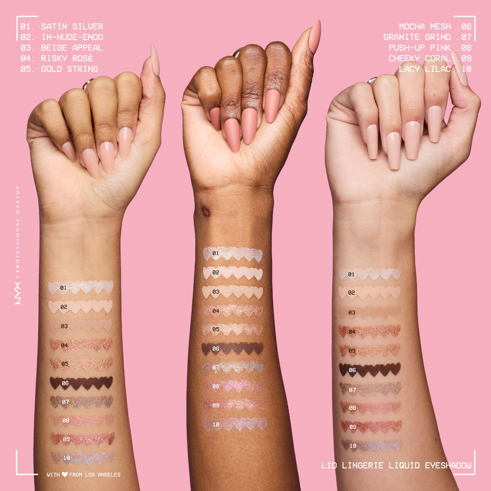 NYX Lid Lingerie label close-up highlighting hyaluronic acid benefit