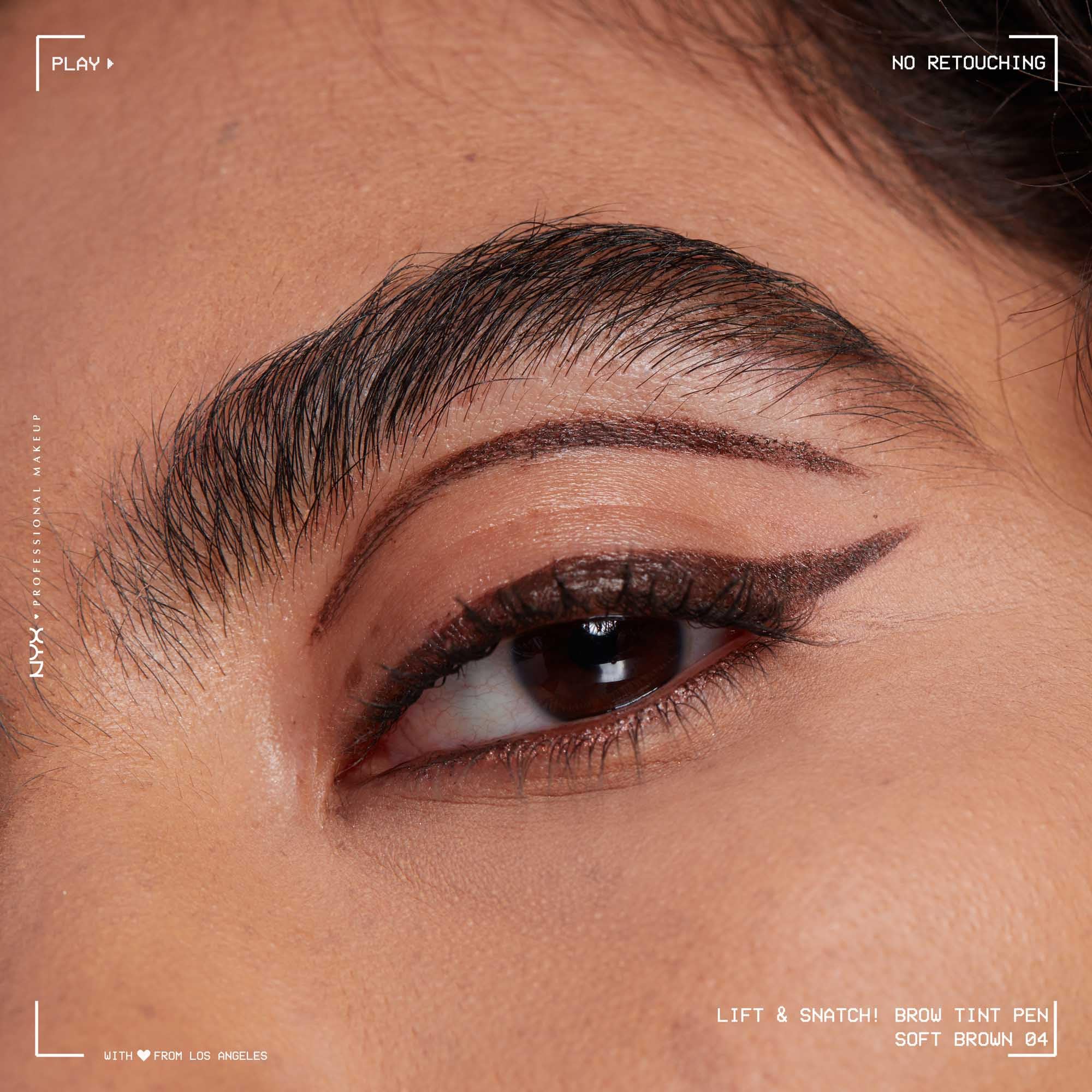 NYX PROFESSIONAL MAKEUP before and after brows showing defined lifted appearance