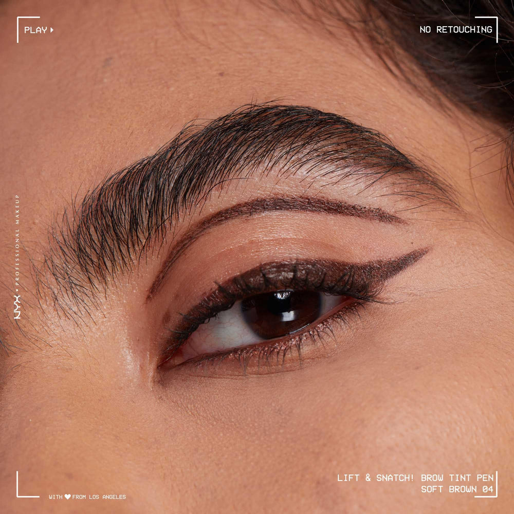 NYX PROFESSIONAL MAKEUP before and after brows showing defined lifted appearance
