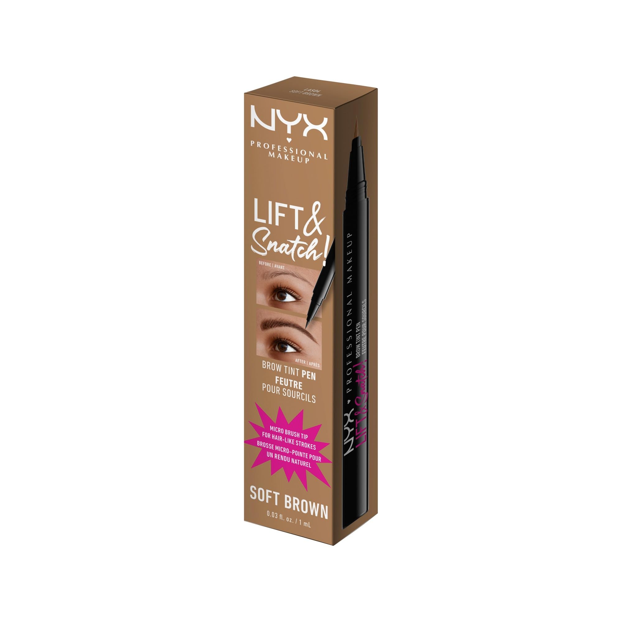 NYX PROFESSIONAL MAKEUP Soft Brown swatch on skin showing blendable, buildable color