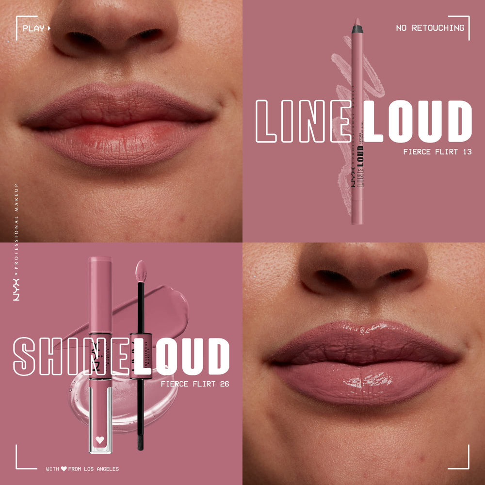 NYX PROFESSIONAL MAKEUP lip application showing Fierce Flirt on lips benefit longwear