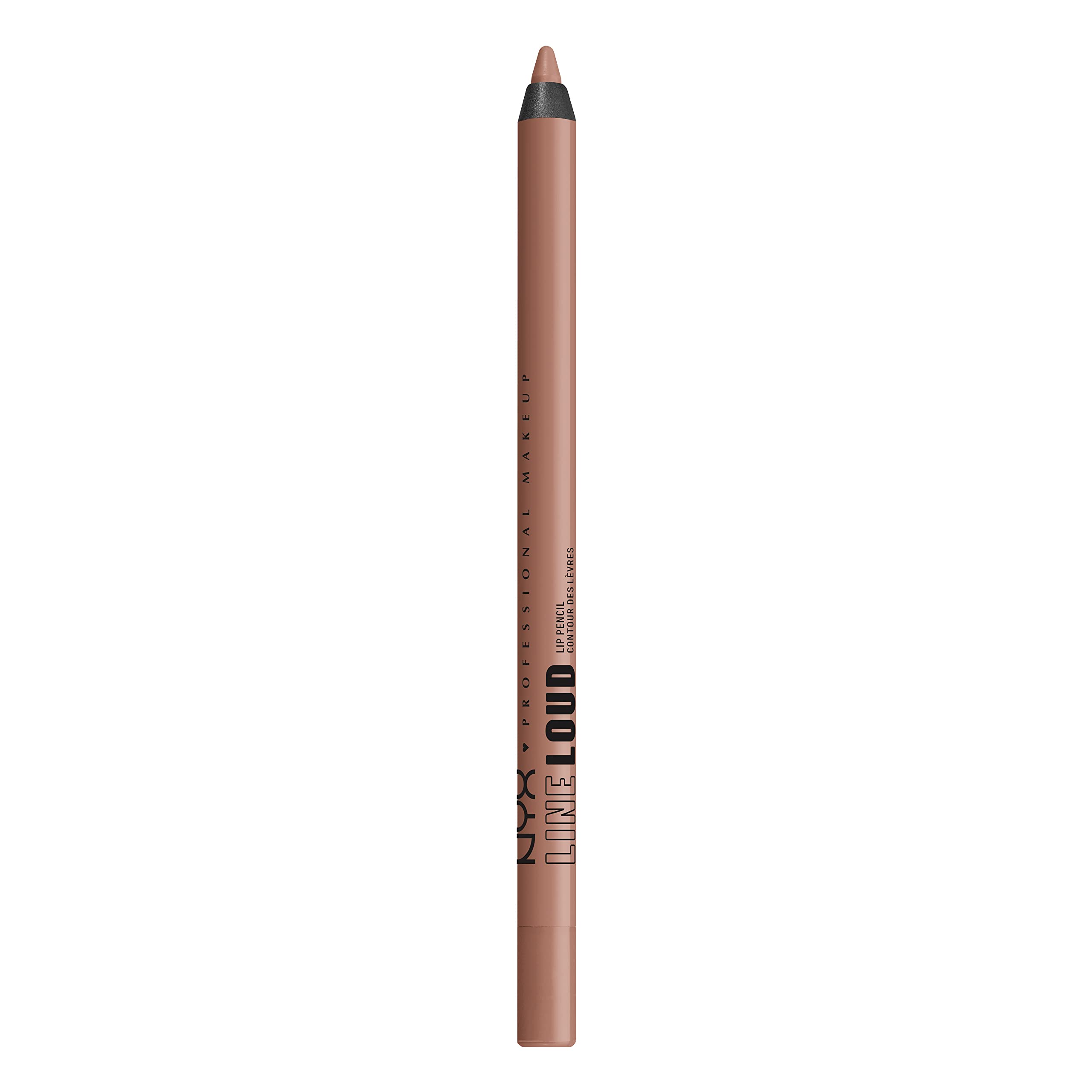 NYX Line Loud label close-up showing jojoba oil and vitamin E benefits