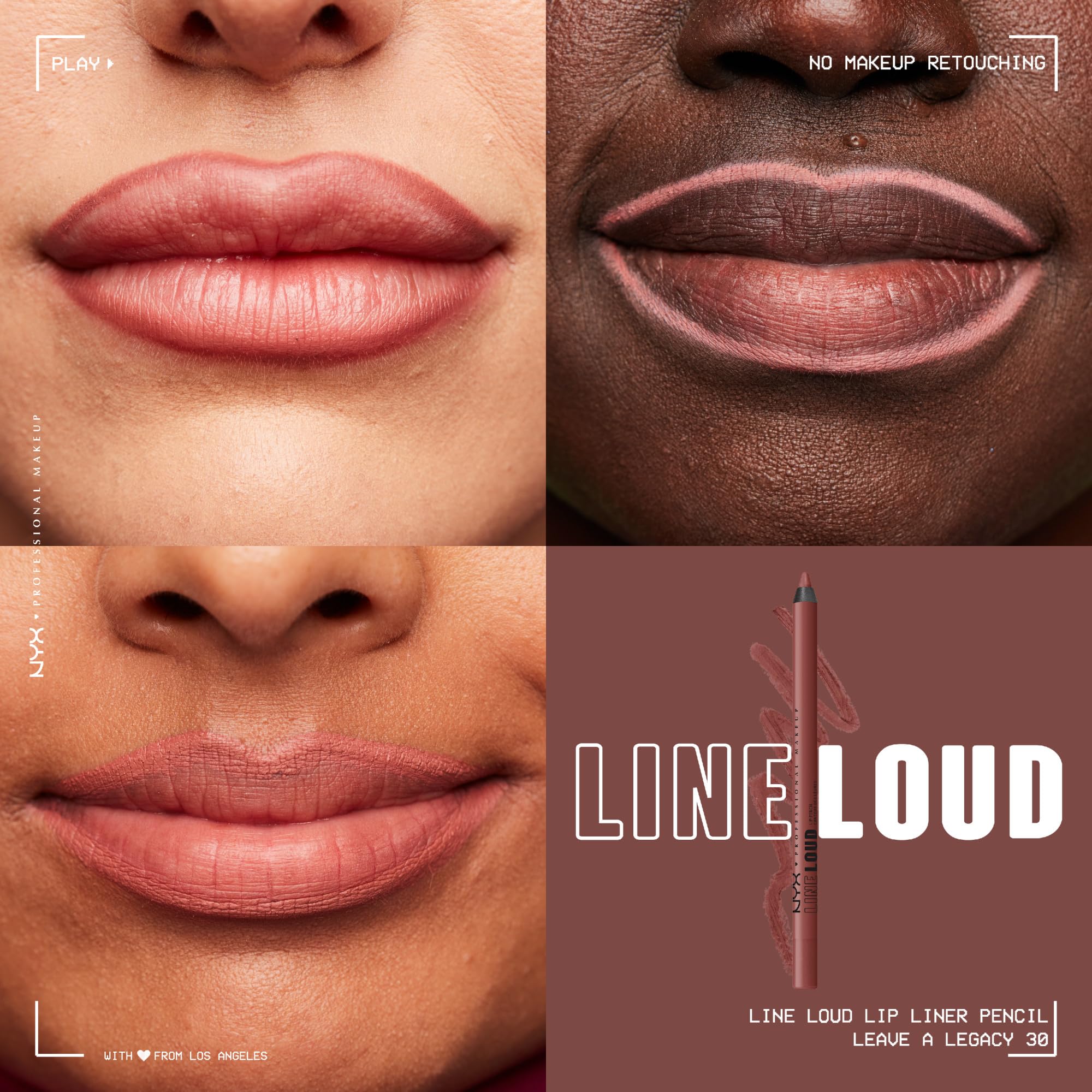 NYX PROFESSIONAL MAKEUP Line Loud pencil tip close-up demonstrating smooth creamy point for precise shaping