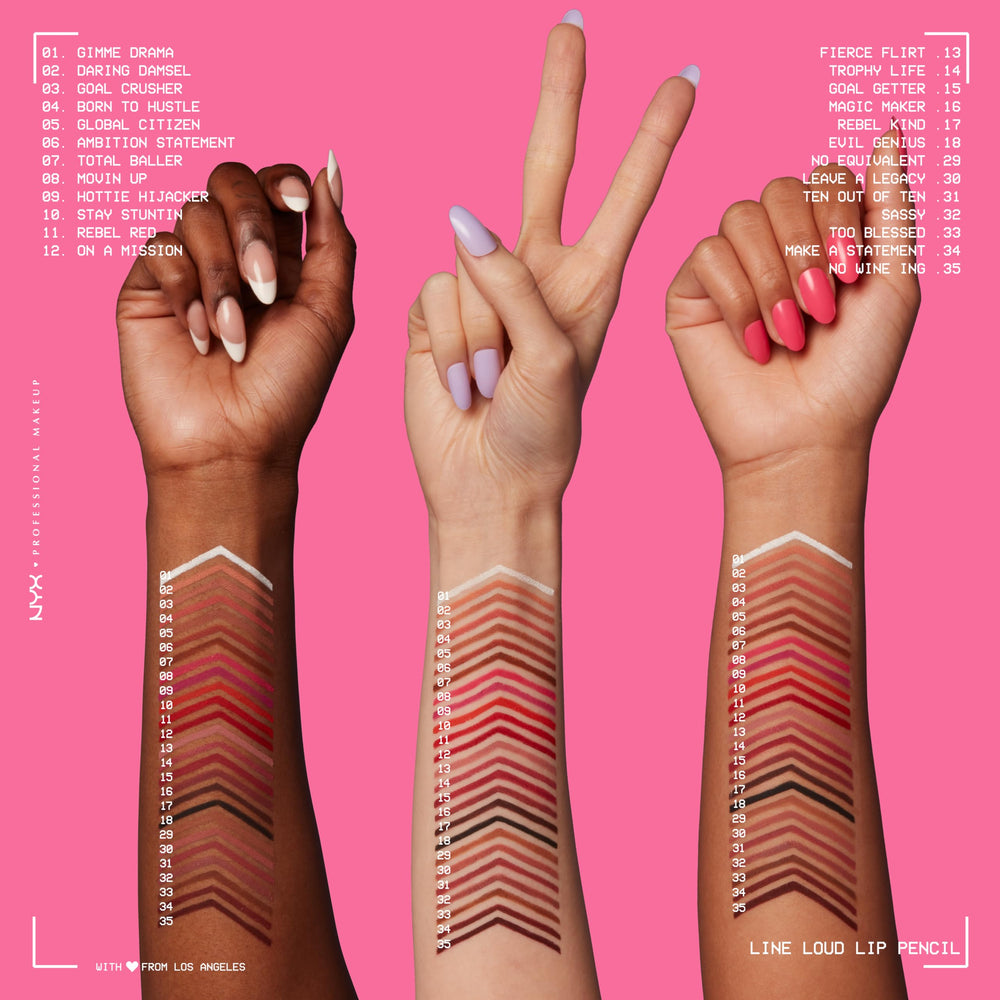 NYX PROFESSIONAL MAKEUP liner paired with matching lipstick showing color layering and intensified payoff
