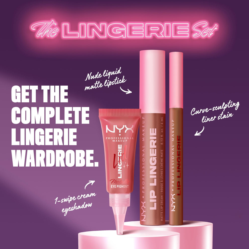 NYX Lid Lingerie on model at night out showing long-wear and versatile style