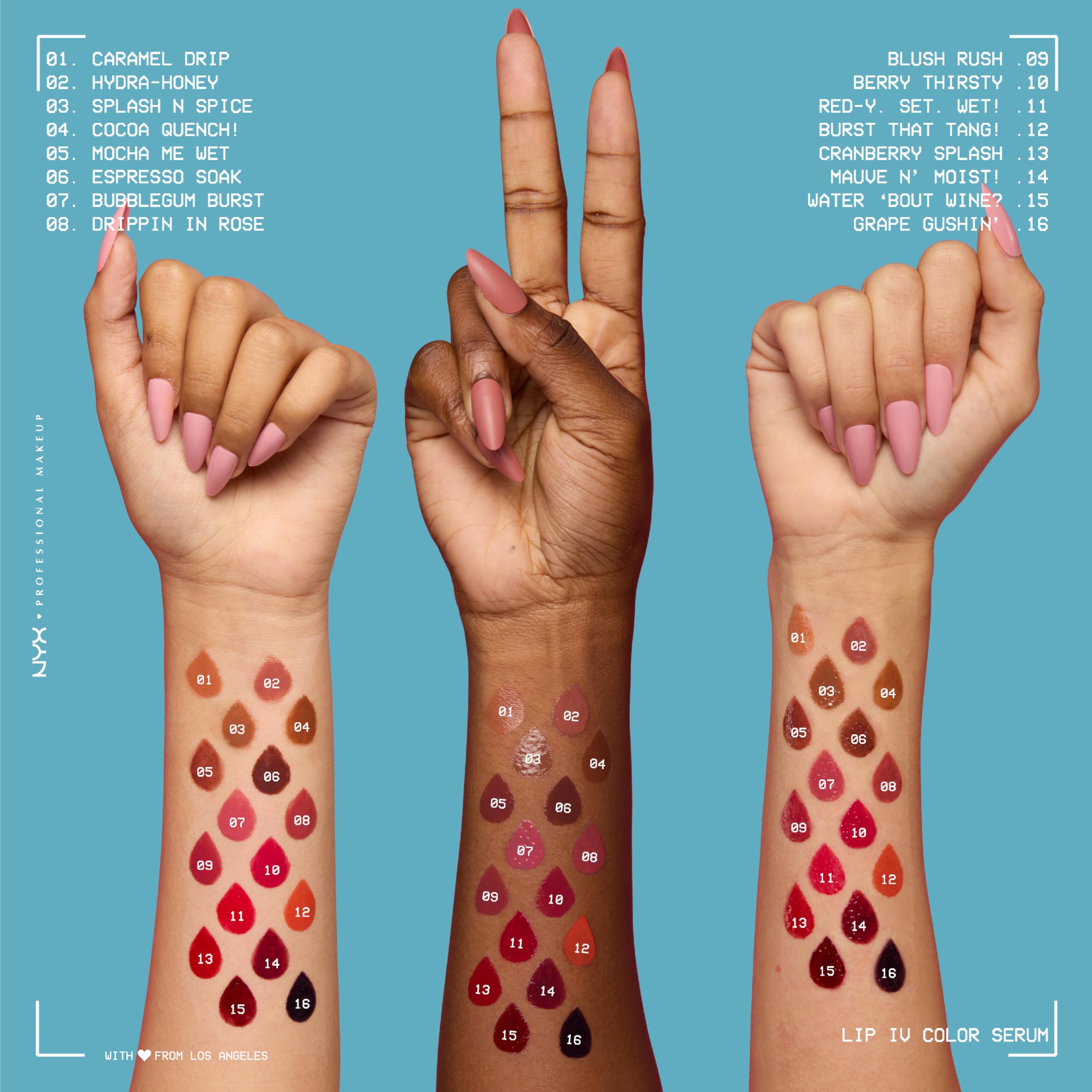 NYX Lip IV ingredient shot with Coconut Water emphasizing hydration benefit