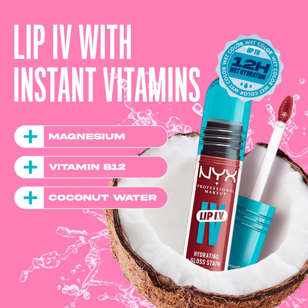 NYX Lip IV Bubblegum Burst on lips showing buildable pink stain