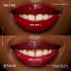 NYX PROFESSIONAL MAKEUP close-up of lips wearing Cranberry Splash showing natural glossy stain benefit